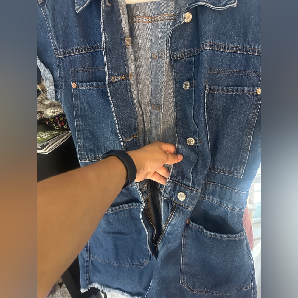 We The Free Blue Denim Short Romper - Picture 15 of 15